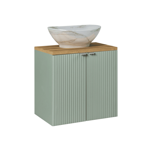 Móvel de lavatório simples 60cm 2 portas Verde Jade e Madeira