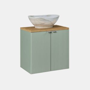 Móvel de lavatório simples 60cm 2 portas Verde Jade e Madeira