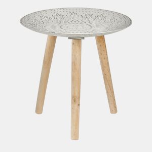 Mesa de apoio Mandala 40 x 39 x 40 cm Madeira Castanho Branco