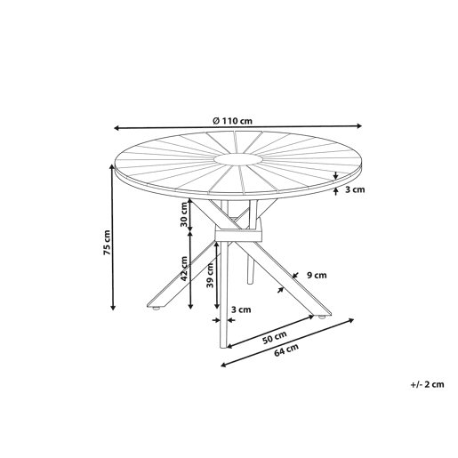 Mesa de refeição de jardim CISSONE 110 cm 110 cm Madeira de acácia Castanho