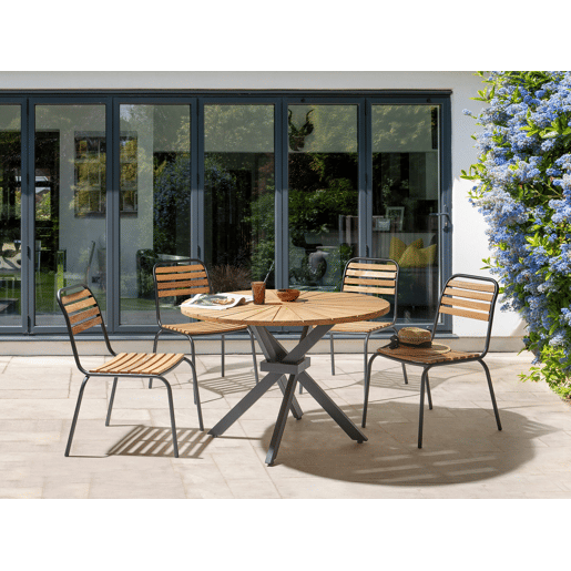 Mesa de refeição de jardim CISSONE 110 cm 110 cm Madeira de acácia Castanho