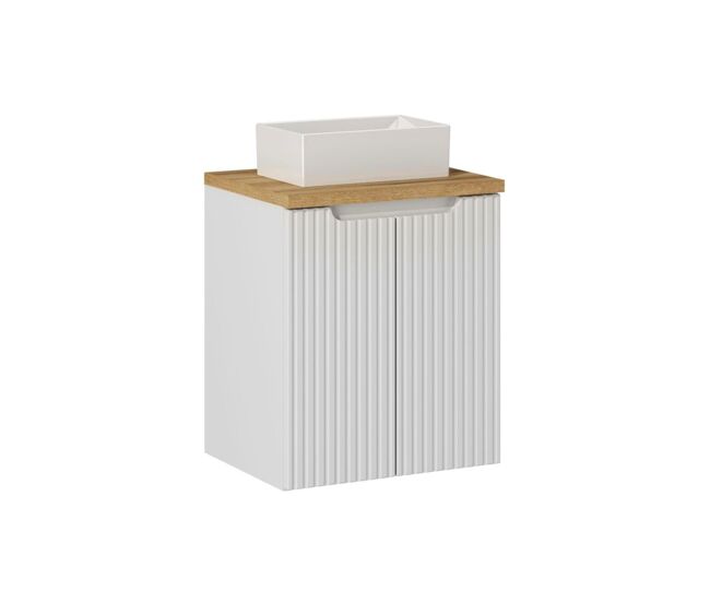 Mueble lavabo individual 50cm 2 puertas riva blanco y madera