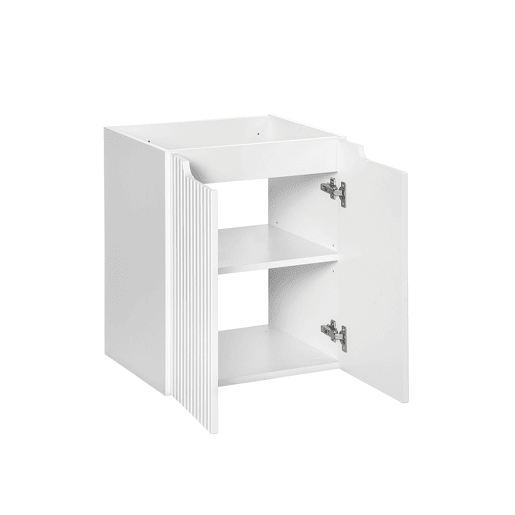 Móvel de lavatório simples 50cm 2 portas Riva Branco e Madeira