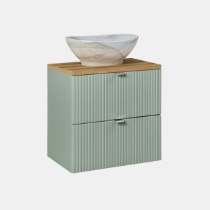 Móvel de lavatório simples 60cm 2 gavetas Verde Jade e Madeira