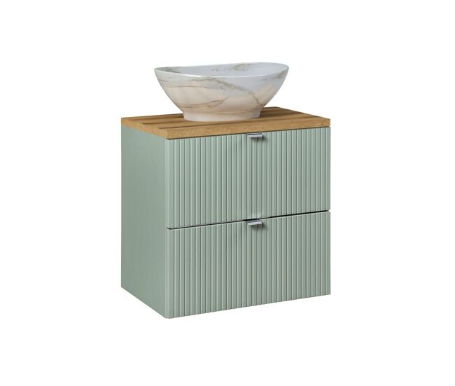 Mueble lavabo individual 60cm 2 cajones jade verde y madera