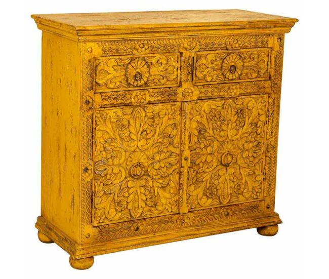 Aparador alexandra house living amarillo hierro madera de mango 40 x 90 x 90 cm