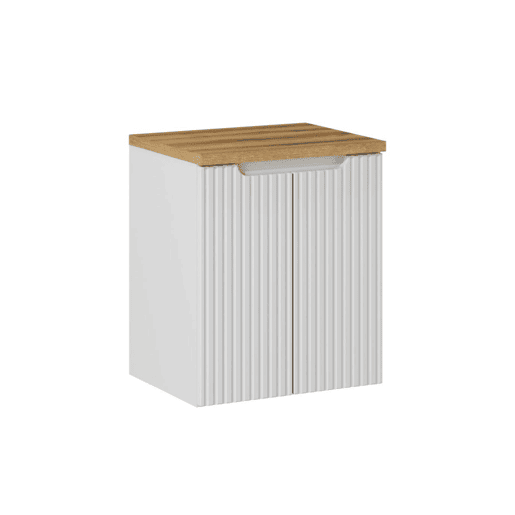 Móvel de lavatório 50cm 2 portas plano de lavatório Riva Branco e Madeira