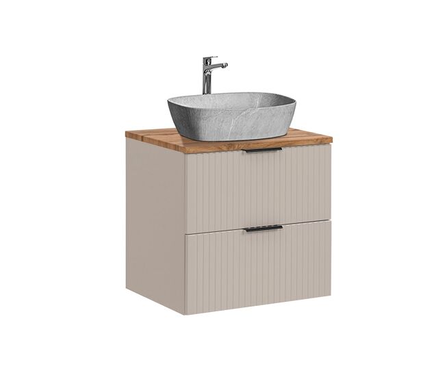 Mueble lavabo individual imitación piedra 60cm adriel cachemira y madera