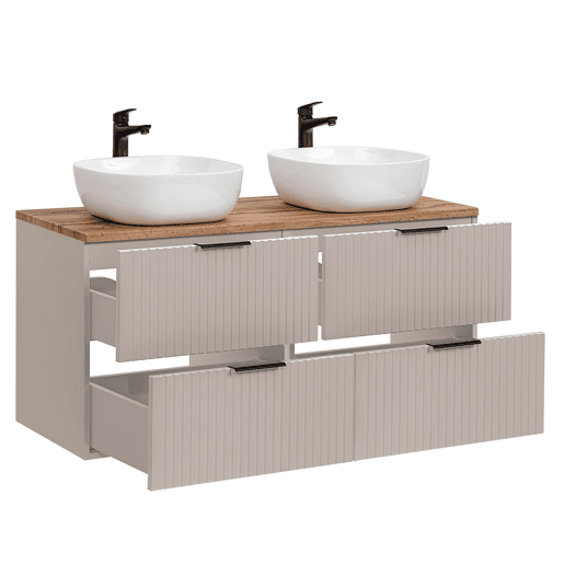 Meuble double vasque 120cm Adriel Cachemire et Bois