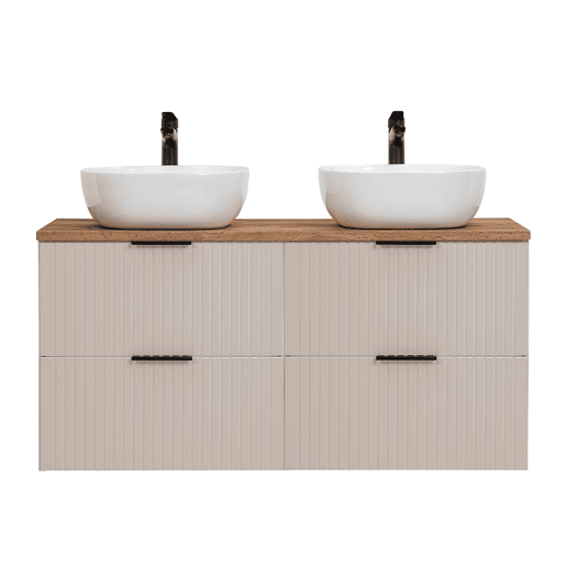 Meuble double vasque 120cm Adriel Cachemire et Bois