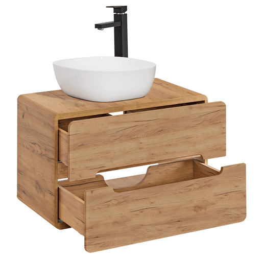 Conjunto móvel lavatório simples 80cm e coluna Arun Madeira