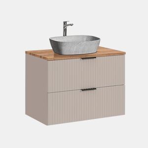 Móvel de lavatório simples com efeito pedra de 80 cm Adriel Cashmere e Madeira
