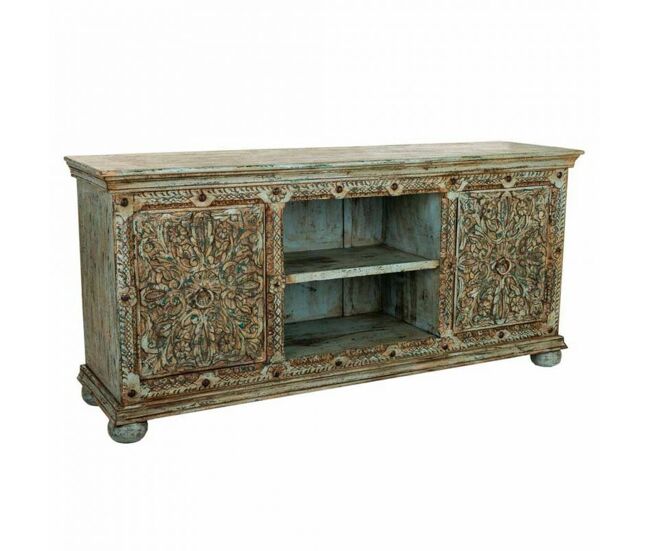 Aparador alexandra house living azul madera de mango 45 x 76 x 165 cm