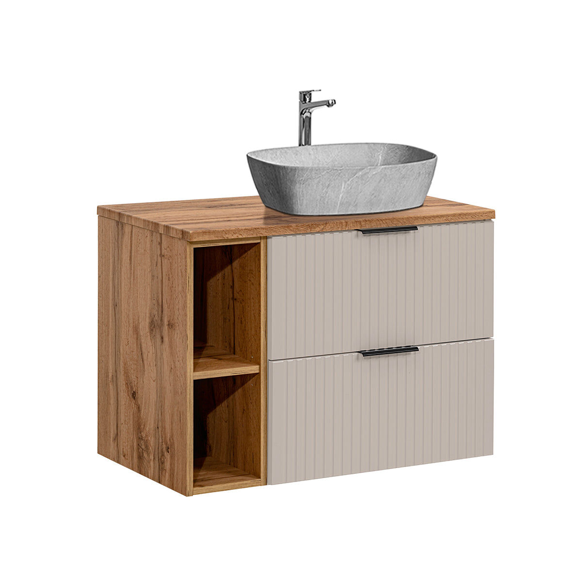 Mueble lavabo individual imitación piedra 2 compartimientos Adriel