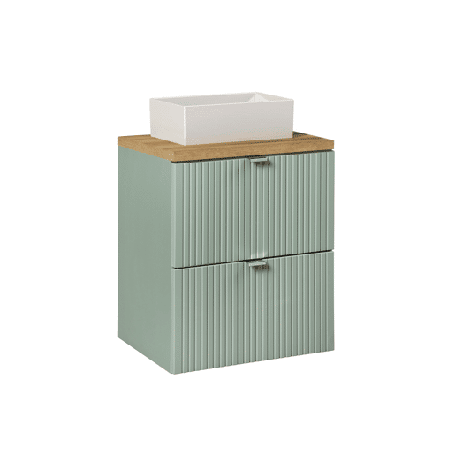 Móvel lavatório simples 50cm 2 gavetas Verde Jade e Madeira