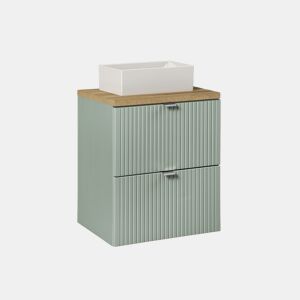 Móvel lavatório simples 50cm 2 gavetas Verde Jade e Madeira