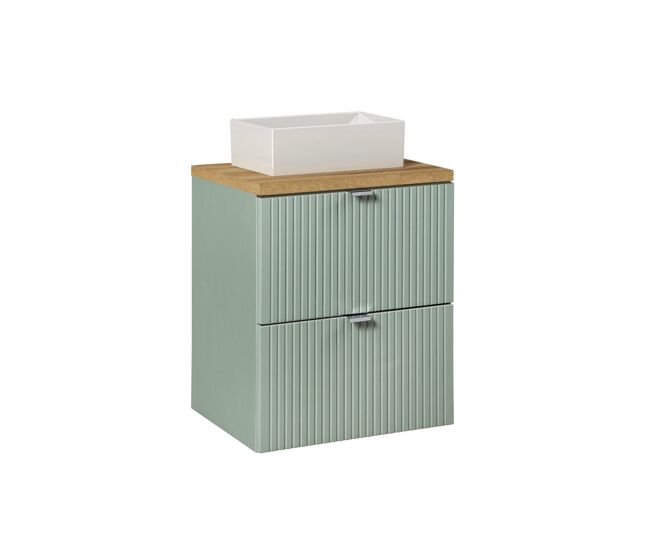 Mueble lavabo individual 50cm 2 cajones jade verde y madera