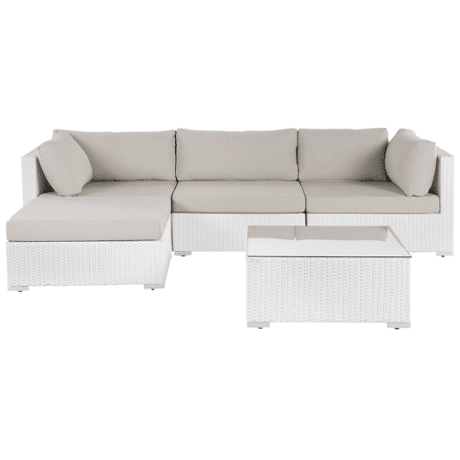 Conjunto de sofás de jardim de canto 4 lugares SANO à direita Branco