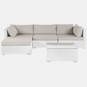 Conjunto de sofás de jardim de canto 4 lugares SANO à direita Branco