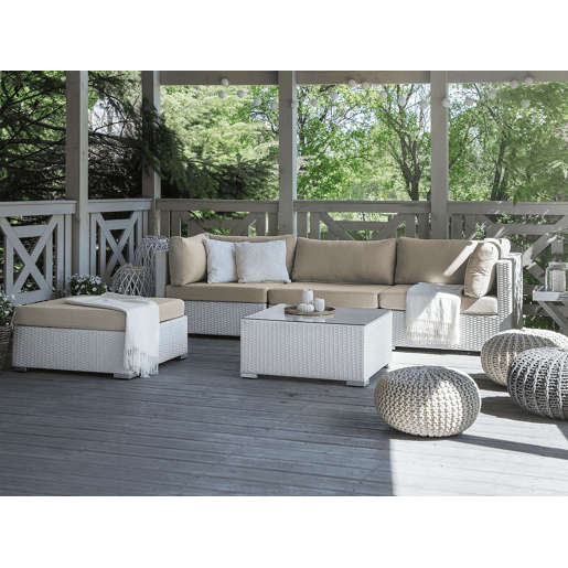 Conjunto de sofás de jardim de canto 4 lugares SANO à direita Branco