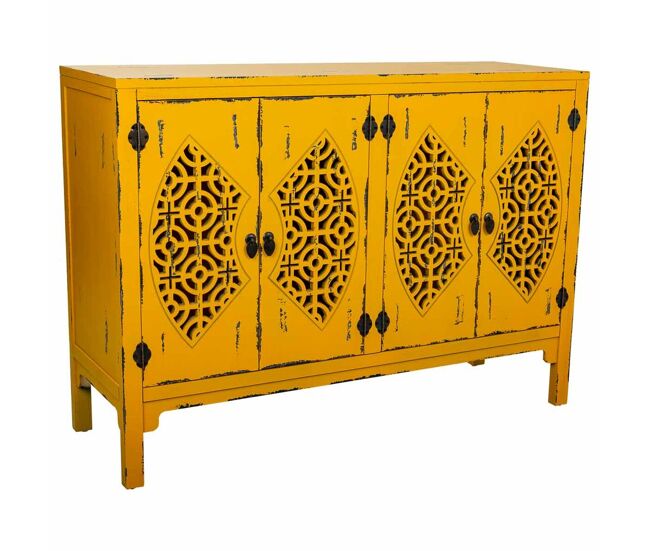 Aparador alexandra house living amarillo madera de abeto madera mdf 40 x 86 x 120 cm