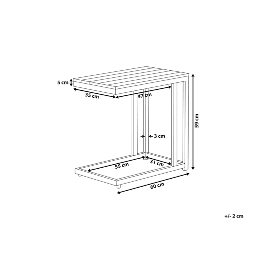 Mesa de apoio de jardim MESSINA 60 cm 35 cm Preto