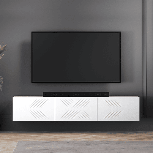 Móvel TV parede 3 portas 170 cm Aura Branco