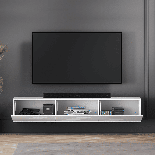 Móvel TV parede 3 portas 170 cm Aura Branco