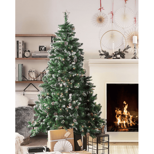 Árvores de Natal pré-iluminadas 180 cm Verde escuro PALOMAR