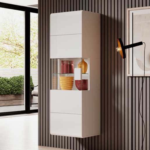 Vitrine mural 1 porte com LED Jules Branco