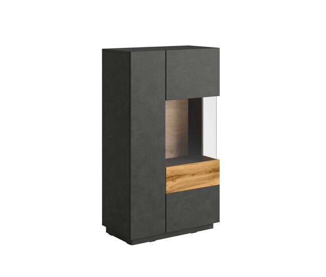 Vajillero 2 puertas apertura por la derecha andrea gris antracita y madera