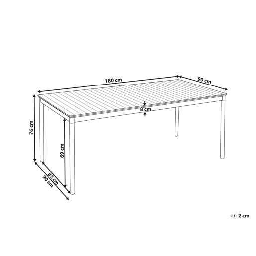 Mesa de refeição de jardim VALLESE 180 cm 90 cm Madeira de acácia Castanho