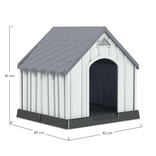 Casota para cão em resina pretacinza 92x87x91cm Thinia Home