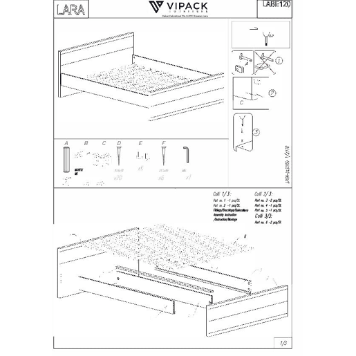 Estrutura cama LARA BF008 120x200 cm Branco