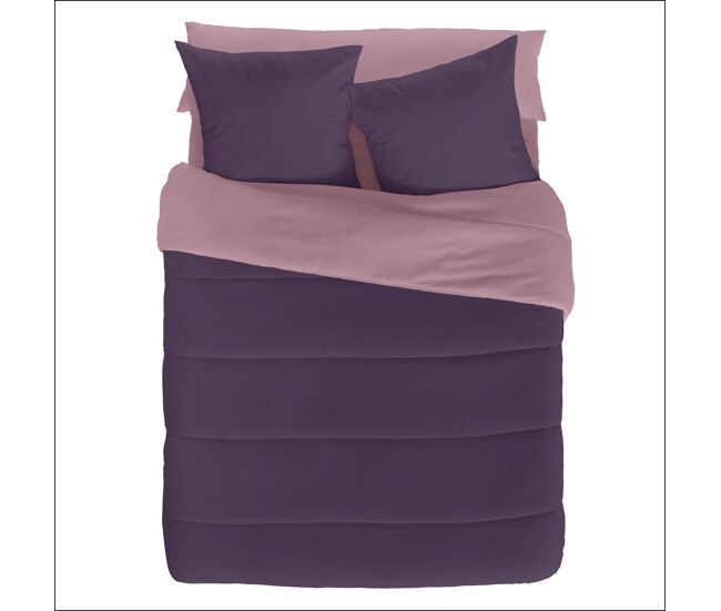 Naturals - edredón bicolor cama 135/150- microfibra poliéster - 300 gr - fabricado en españa - berenjena/rosa viejo