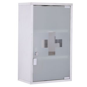 HOMCOM Armário de remédios de aço inoxidável montado na parede com 3 prateleiras com 2 chaves 30x18x50 cm prata