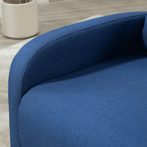 HOMCOM Poltrona Relax Reclinável até 155° Poltrona Reclinável Manual Estofado em Tecido Carga Máxima 150 kg para Pessoas com Altura Inferior 195 cm 67x87x98 cm Azul Escuro