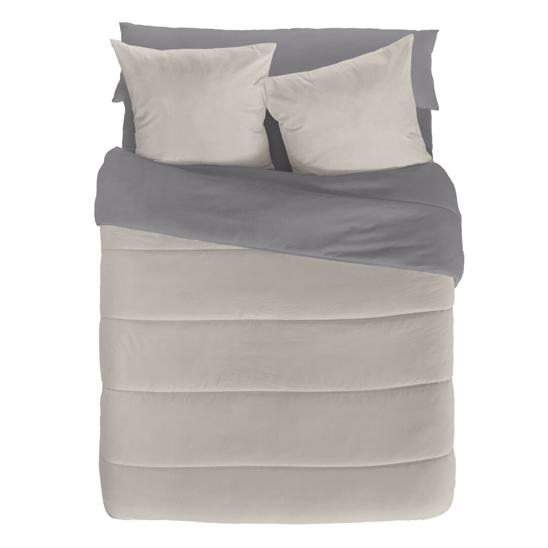 Naturals - edredón bicolor cama 135/150- microfibra poliéster - 300 gr - fabricado en españa - l.807 gris/l.198 piedra
