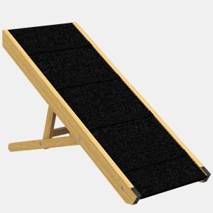 PawHut Rampa para Cães Dobrável Rampa para Animais de Estimação de Madeira com Altura Ajustável em 4 Níveis para Cães Pequenos e Médios 83,5x35x47,5 cm Natural
