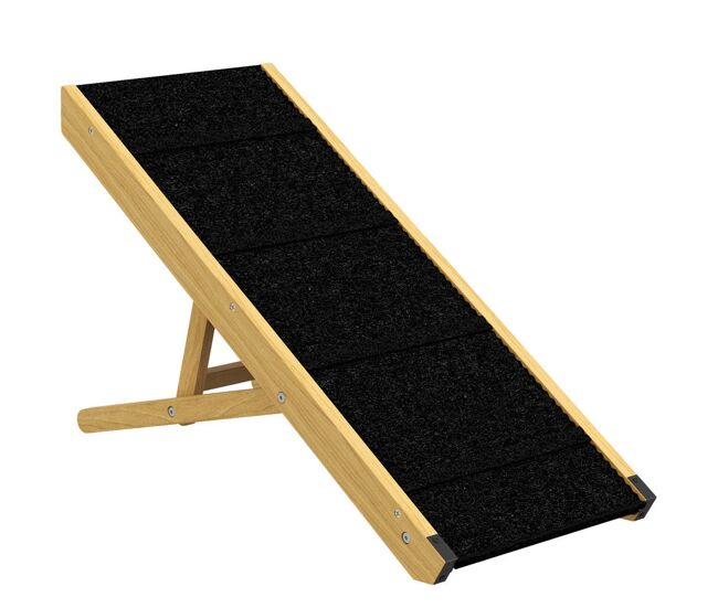 Pawhut rampa para perros plegable rampa para mascotas de madera con altura ajustable en 4 niveles para perros pequeños y medianos 83,5x35x47,5 cm