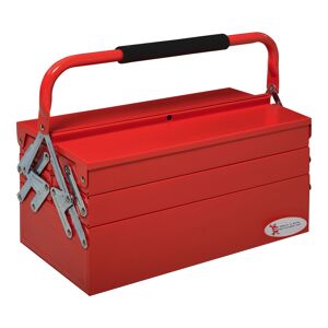 DURHAND Caixa de ferramentas dobrável de aço com 5 compartimentos Maleta de ferramentas com alça 45x22,5x34,5 cm Vermelho