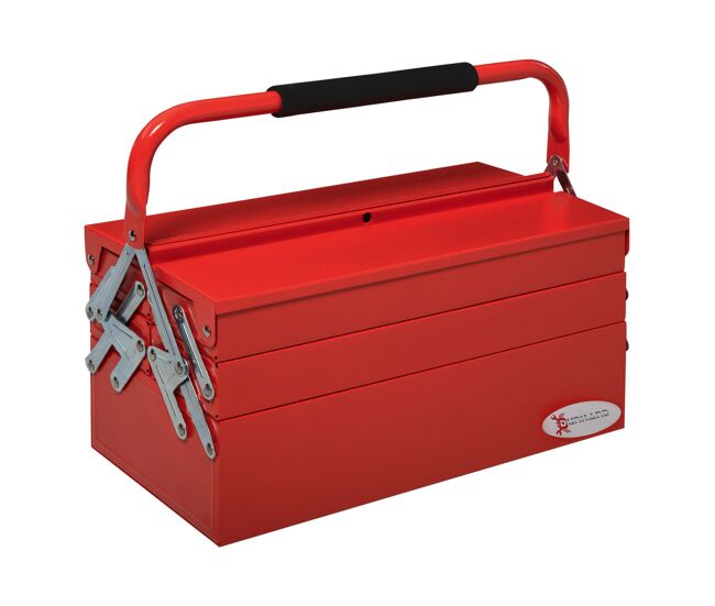 Durhand caja de herramientas metálica, maletín de herramientas de acero plegable con 5 bandejas y asa, para taller, garaje, 45x20x34,5 cm, rojo