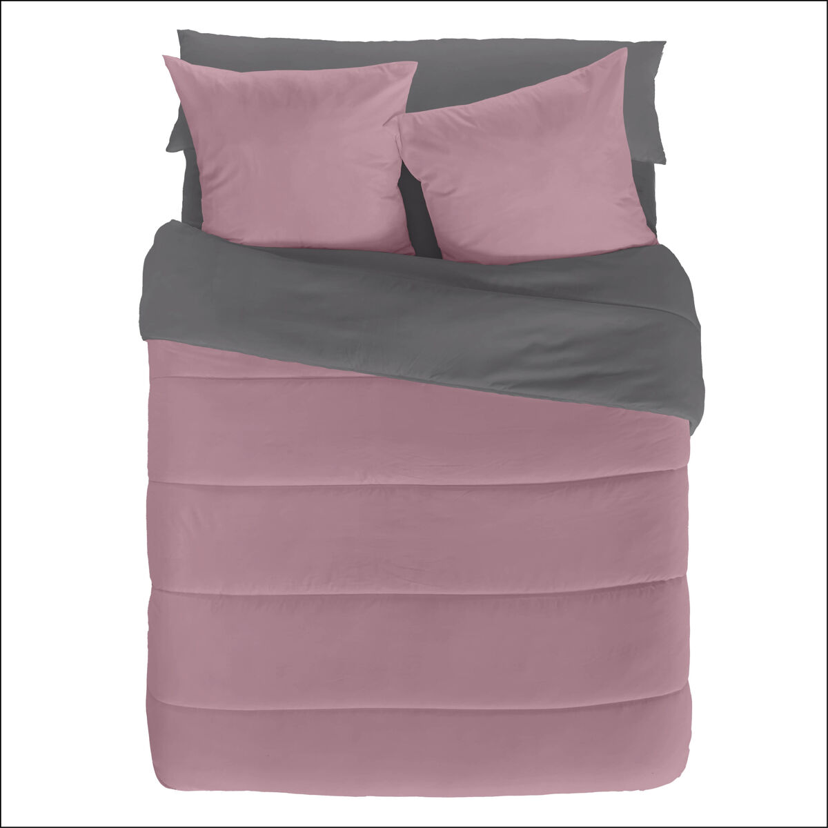 Naturals - edredón bicolor cama 90 - microfibra poliéster - 300 gr - fabricado en españa - rosa viejo/l.808-gris