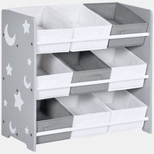 ZONEKIZ Estante para Brinquedos com 9 Caixas de Tecido não Tecido Amovíveis Organizador de Brinquedos para Dormitório Escola Infantil 63x30x60 cm
