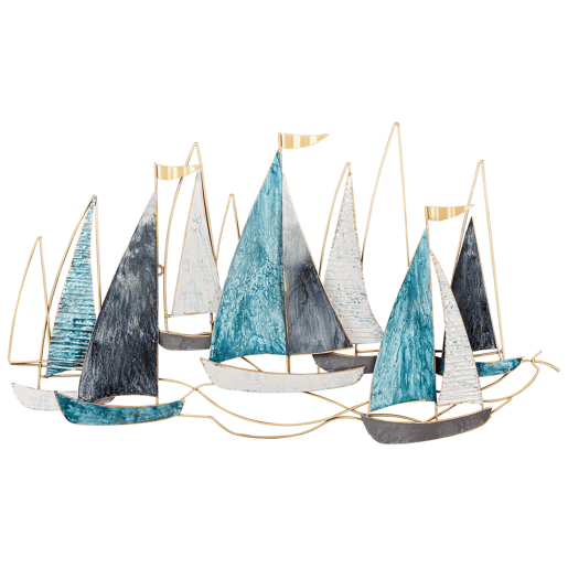 Decoração de parede Navio BOHRIUM Metal 50 cm Azul