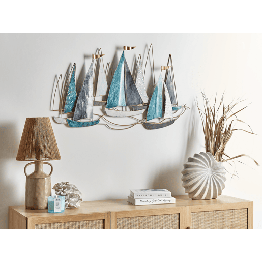 Decoração de parede Navio BOHRIUM Metal 50 cm Azul