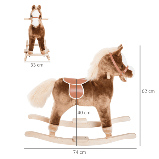 HOMCOM Cavalo de Baloiço para Criança +3 Anos Cavalo de Brinquedo com Alças Estrutura em Metal e Base em Madeira Carga 40 kg 74x33x62 cm Castanho HOMCOM Cavalo de Baloiço para Criança +3 Anos Cavalo de Brinquedo com Alças Estrutura em Metal e Base em Madeira Carga 40 kg 74x33x62 cm Castanho