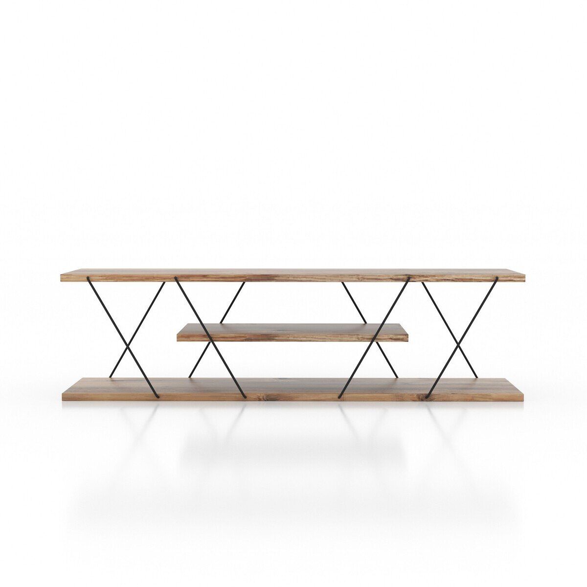 Mueble tv con estantes multinivel y estructura de metal l120 cm - canaz