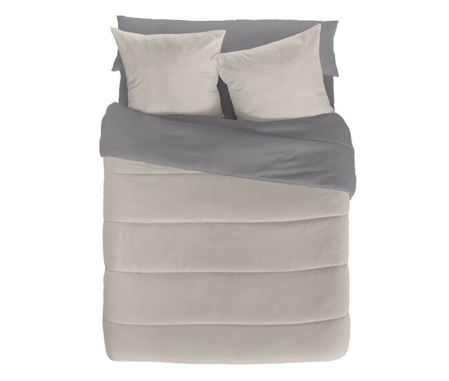 Naturals - edredón bicolor cama 180 - microfibra poliéster - 300 gr - fabricado en españa - l.807 gris/l.198 piedra
