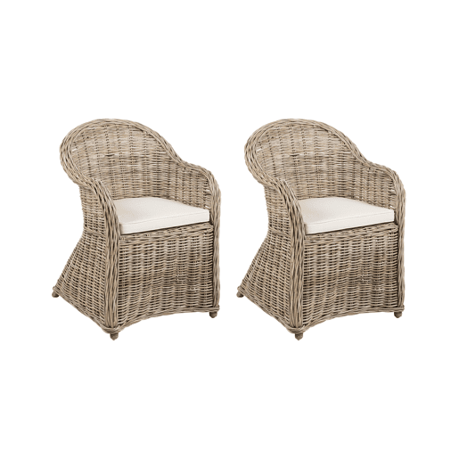Conjunto de 2 cadeiras de jardim em rattan natural SUSUA II